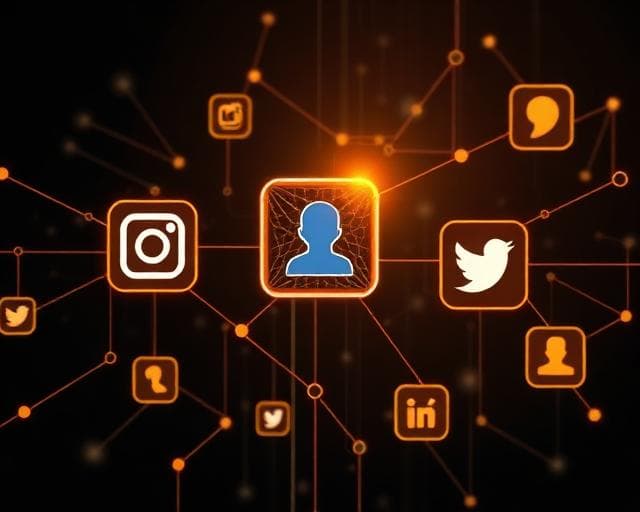 Ilustração de redes e conexões entre perfis sociais
